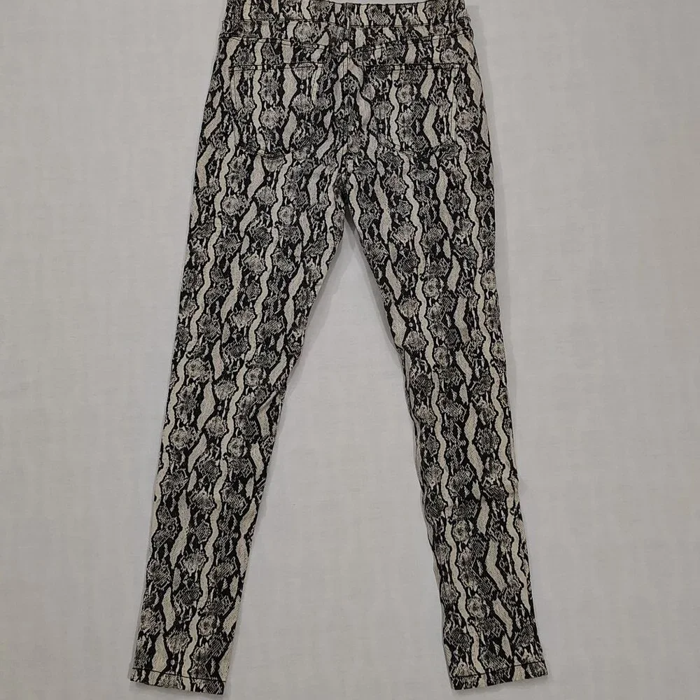 Snakeskin Print Skinny Pants Size 6 Wild Fable Neutral Stretch Denim Pockets - Picture 3 of 16